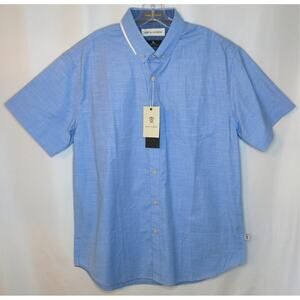 North Hudson *NWT* Button Down Short Sleeve Shirt Size XL Men Blue Casual Office